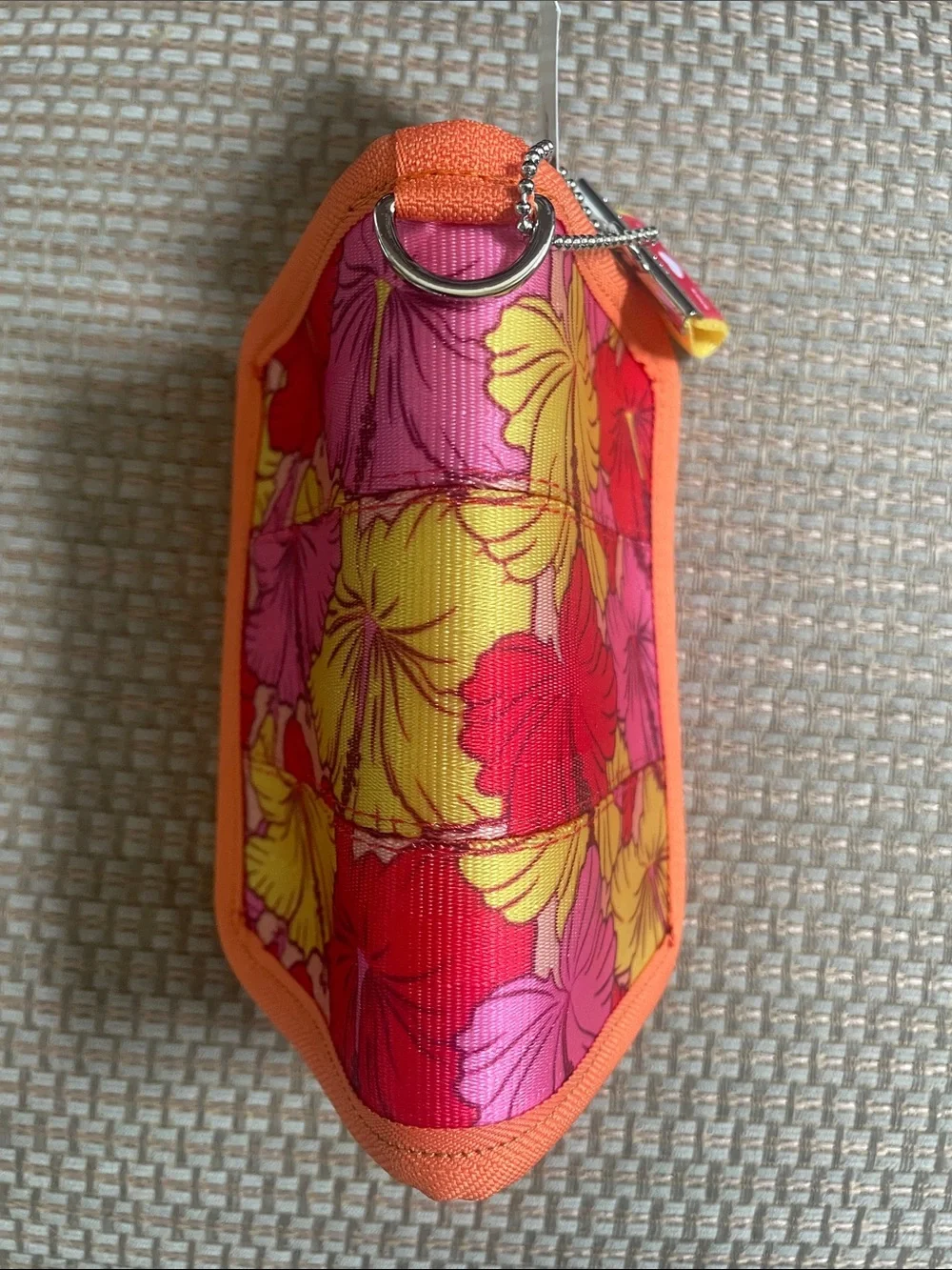 Harveys Hibiscus Orange Trim Floral Fun Size Wallet with Pink & Yellow Blooms